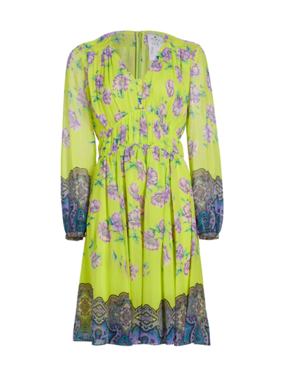 Shop Etro Women's Floral & Paisley Silk Dress In Green