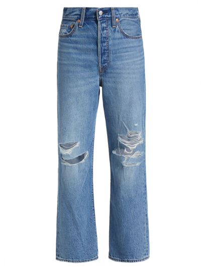 Shop Levi's Women's Ribcage High-rise Straight-leg Cropped Jeans In After Love
