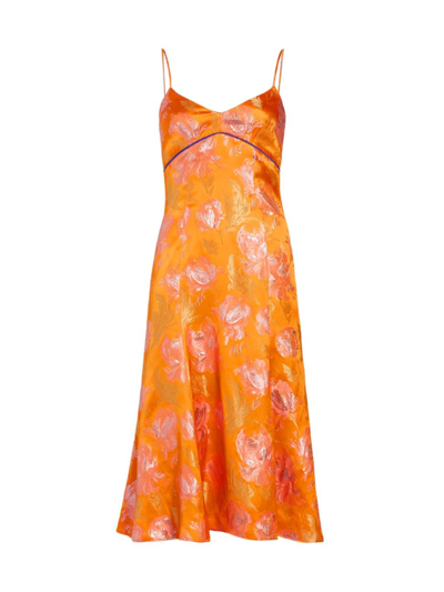 Shop Etro Women's Floral Jacquard Slip Dress In Orange