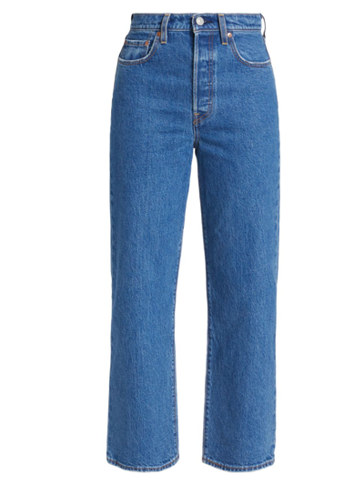 Shop Levi's Women's Ribcage High-rise Straight-leg Ankle Jeans In Jazz Pop