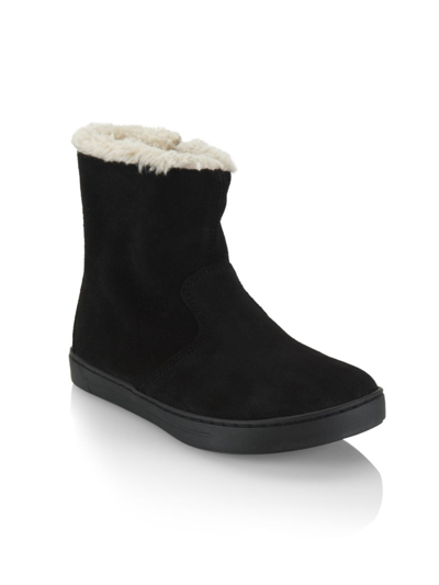 Shop Birkenstock Little Girl's & Girl's Lille Kid Wool & Faux Fur Boots In Black Natural