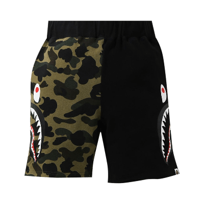 Pre-owned Bape 1st Camo Half Side Shark Sweat Shorts 'green'