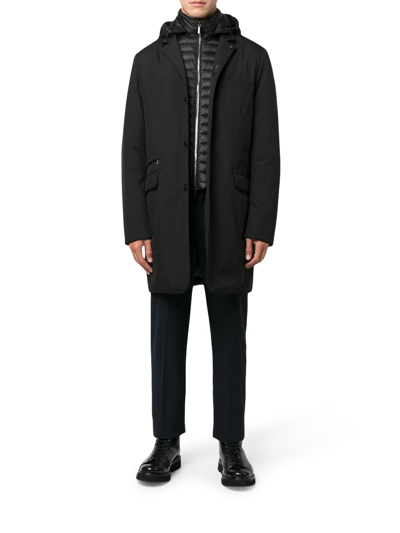 Shop Moorer Button-up Hooded Coat In Black