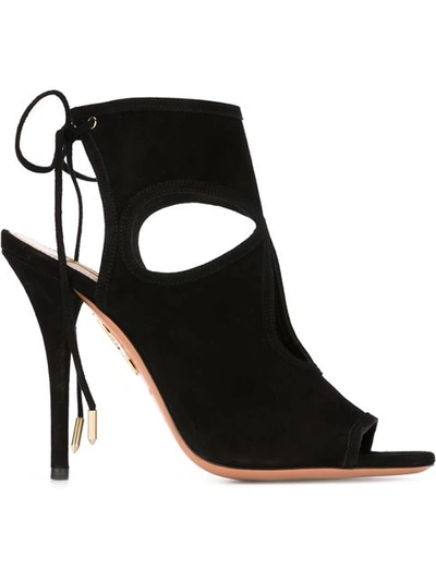 Aquazzura Sexy Thing 85 Suede Sandals In Black