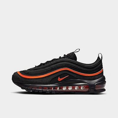 Shop Nike Big Kids' Air Max 97 Se Casual Shoes In Black/black/safety Orange