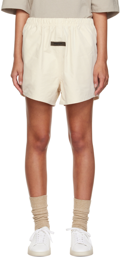 Shop Essentials Off-white Cotton Shorts In Egg Shell