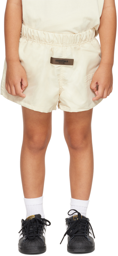 Shop Essentials Kids Off-white Nylon Shorts In Egg Shell