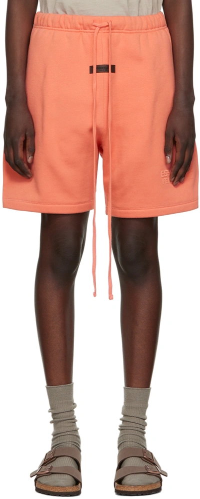 Essentials Pink Drawstring Shorts In Coral | ModeSens