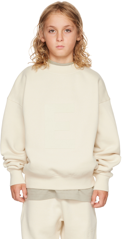 Shop Essentials Kids Off-white Logo Sweatshirt In Egg Shell