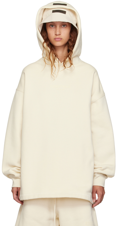 Shop Essentials Off-white Relaxed Hoodie In Egg Shell