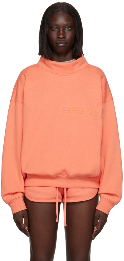 Shop Essentials Pink Mock Neck Sweatshirt In Coral