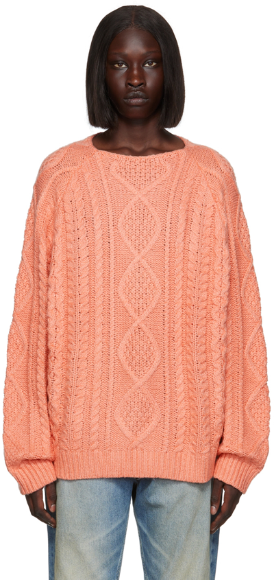 Shop Essentials Pink Raglan Sweater In Coral