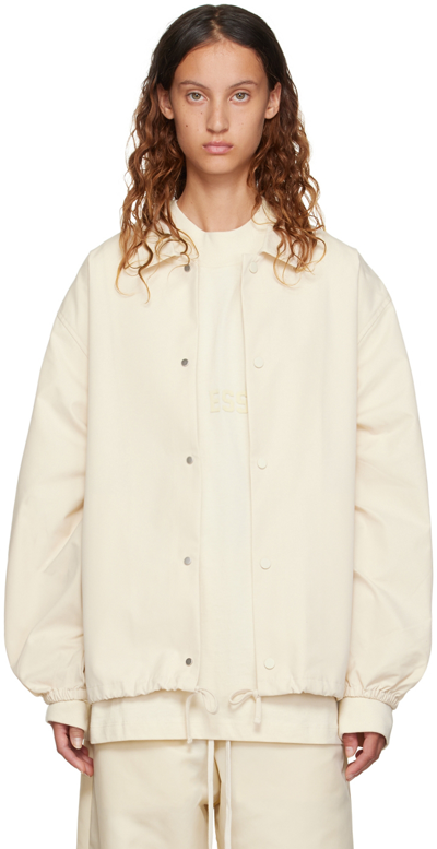 Shop Essentials Off-white Drawstring Jacket In Egg Shell