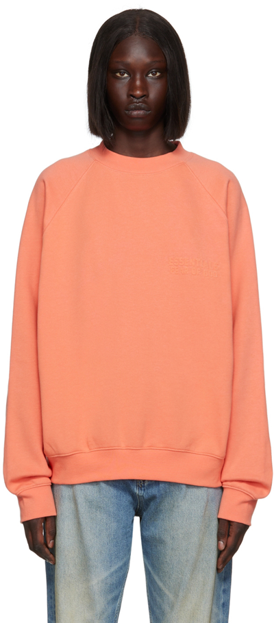 Shop Essentials Pink Crewneck Sweatshirt In Coral