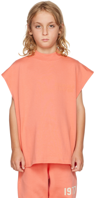 Shop Essentials Kids Pink Muscle T-shirt In Coral