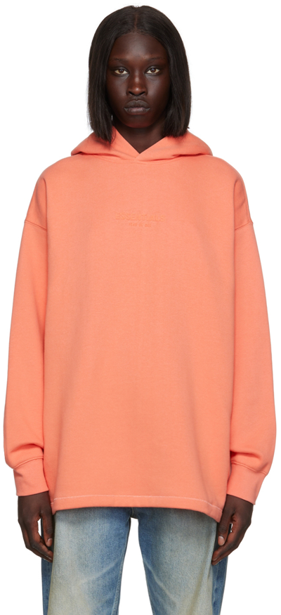 Shop Essentials Pink Relaxed Hoodie In Coral