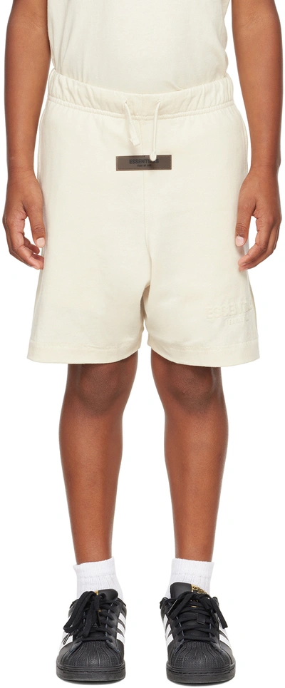 Shop Essentials Kids Off-white Jersey Shorts In Egg Shell