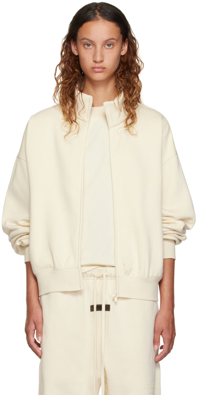Shop Essentials Off-white Full Zip Jacket In Egg Shell
