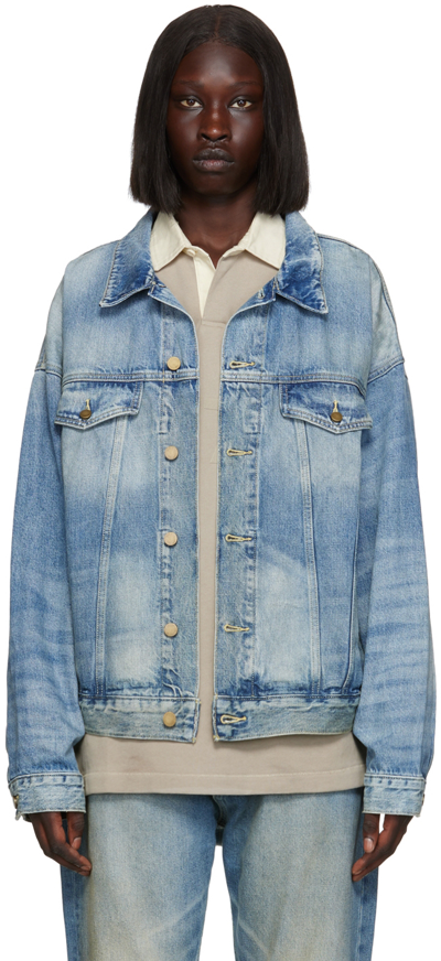 Shop Essentials Blue Trucker Denim Jacket In Indigo