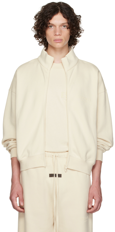 Shop Essentials Off-white Full Zip Jacket In Egg Shell
