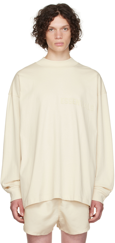 Shop Essentials Off-white Cotton Long Sleeve T-shirt In Egg Shell