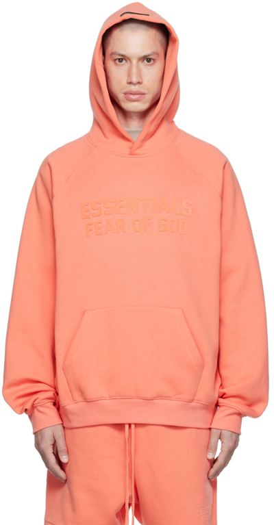 Shop Essentials Pink Raglan Hoodie In Coral