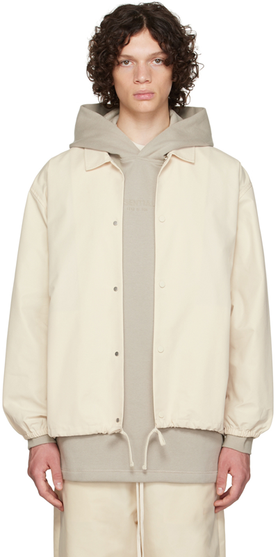 Shop Essentials Off-white Drawstring Jacket In Egg Shell