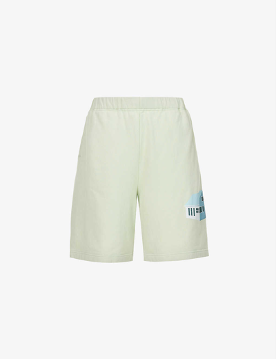 Shop Undercover House Brand-print Relaxed-fit Cotton-jersey Shorts In Perppermint