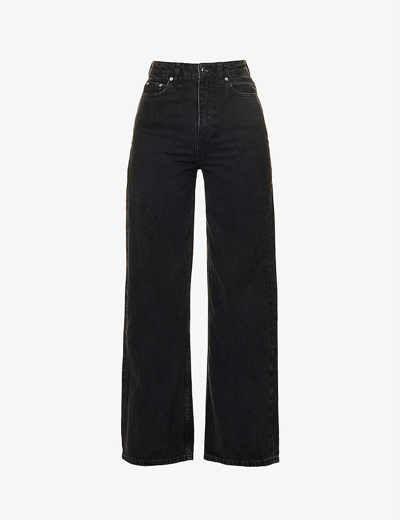 Shop Ganni Women's 6 Magny Wide-leg High-rise Organic-cotton Denim Jeans