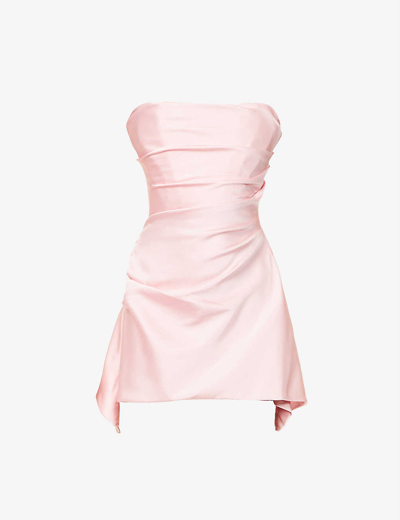 Shop House Of Cb Women's Pink Jasmine Strapless Cotton-blend Mini Dress