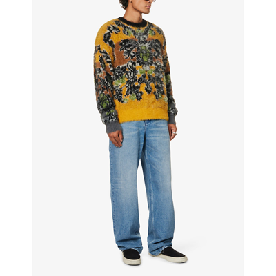 Shop Aries Fleur Woven-graphic Knitted Jumper In Multi