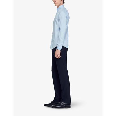 Shop Sandro Men's Bleus Regular-fit Stretch-cotton Shirt