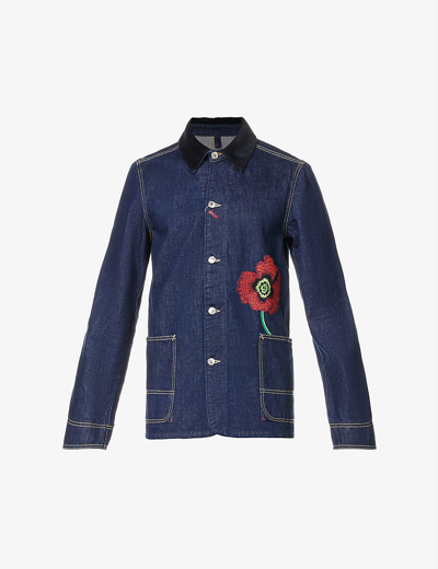 Shop Kenzo Poppy Brand-patch Regular-fit Denim Jacket In Ink