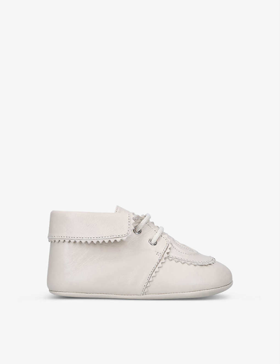 Gucci Baby Sam Embroidered Leather Moccasins 4-6 Months In White | ModeSens