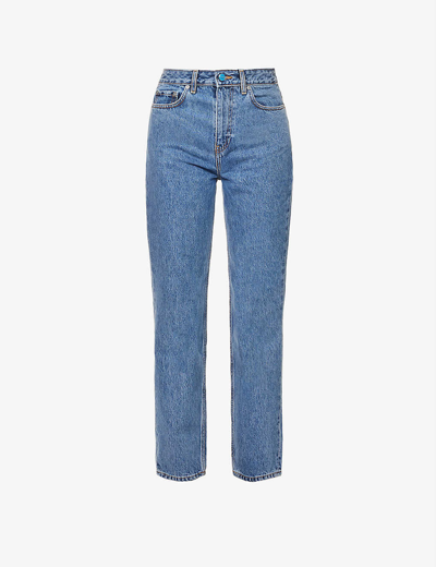 Shop Ganni Swigy Straight-leg High-rise Organic-cotton Jeans In 566