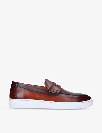 Shop Magnanni Men's Brown Hybrid Leather Loafers