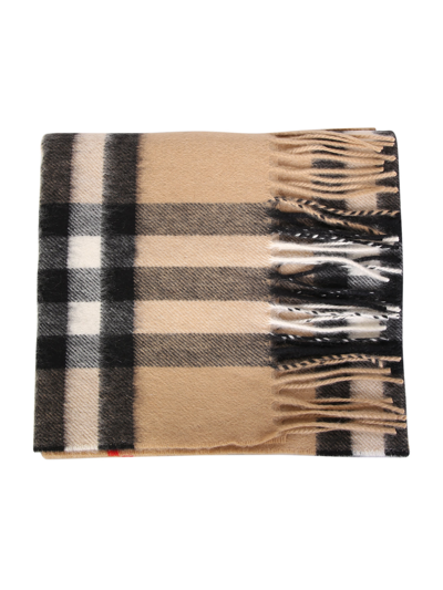 Shop Burberry Cashmere Scarf With Classic  Print. Simple But Essential, It Gives A Casual Touch To The Win In Beige