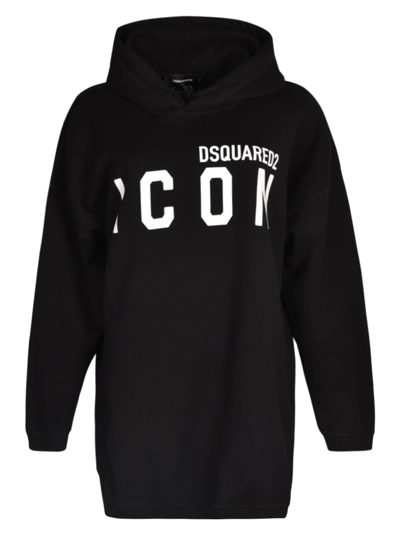 Shop Dsquared2 Icon Maxi Hoodie In Black/white