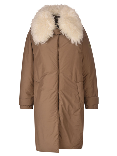 Shop Stella Mccartney Fur Embellished Coat In Taupe