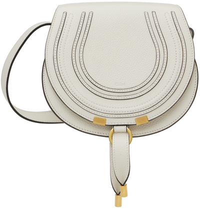 Shop Chloé White Small Marcie Saddle Bag In 101 White