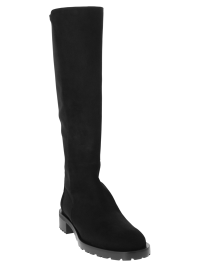 Shop Stuart Weitzman 5050 Knee-high - Suede And Elastic Boot In Black