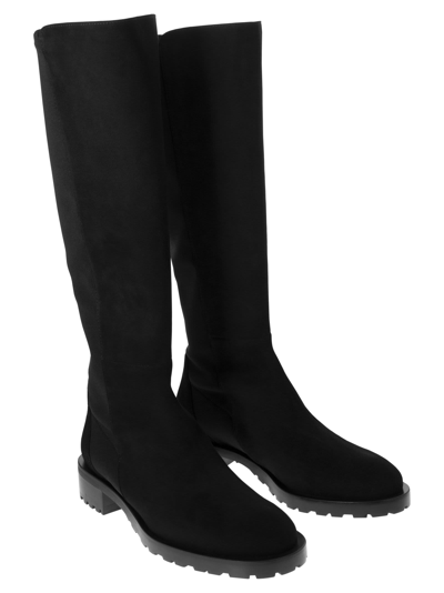 Shop Stuart Weitzman 5050 Knee-high - Suede And Elastic Boot In Black