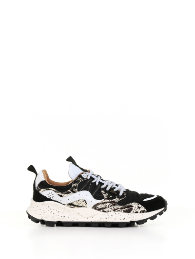 Shop Flower Mountain Multicolor Suede And Pony Sneakers In Nero/bianco