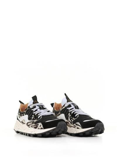 Shop Flower Mountain Multicolor Suede And Pony Sneakers In Nero/bianco