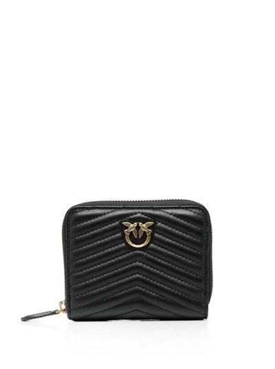 Shop Pinko Black Taylor Zip Around Wallet In Quilte Leather  Woman