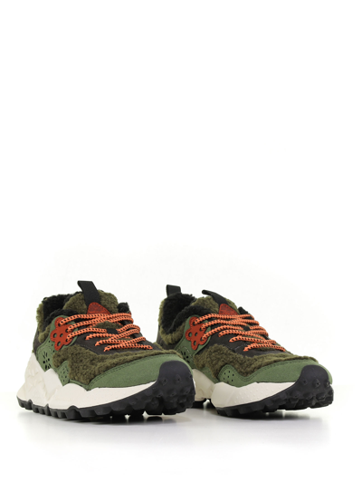 Shop Flower Mountain Suede And Fabric Sneakers In Militare