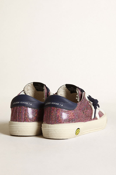 Shop Golden Goose Sneakers With Logo In Viola-bianco