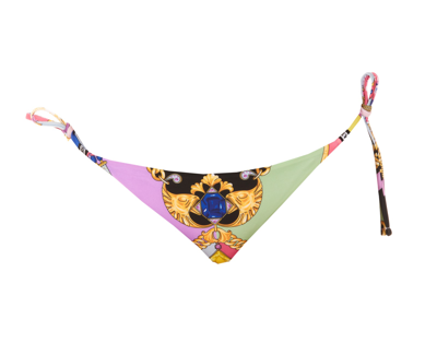 Shop Versace I Ventagli Print Slip Bikini In Multicolor