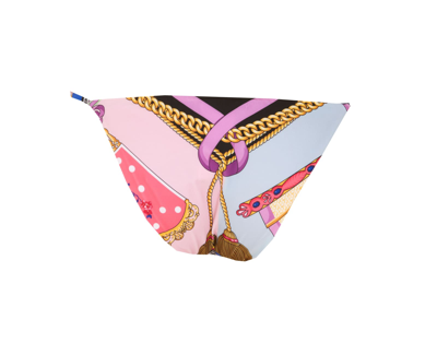 Shop Versace I Ventagli Print Slip Bikini In Multicolor