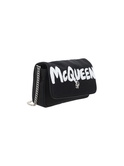 Shop Alexander Mcqueen Alexander Mc Queen Graffiti Nylon Bag In Black/white